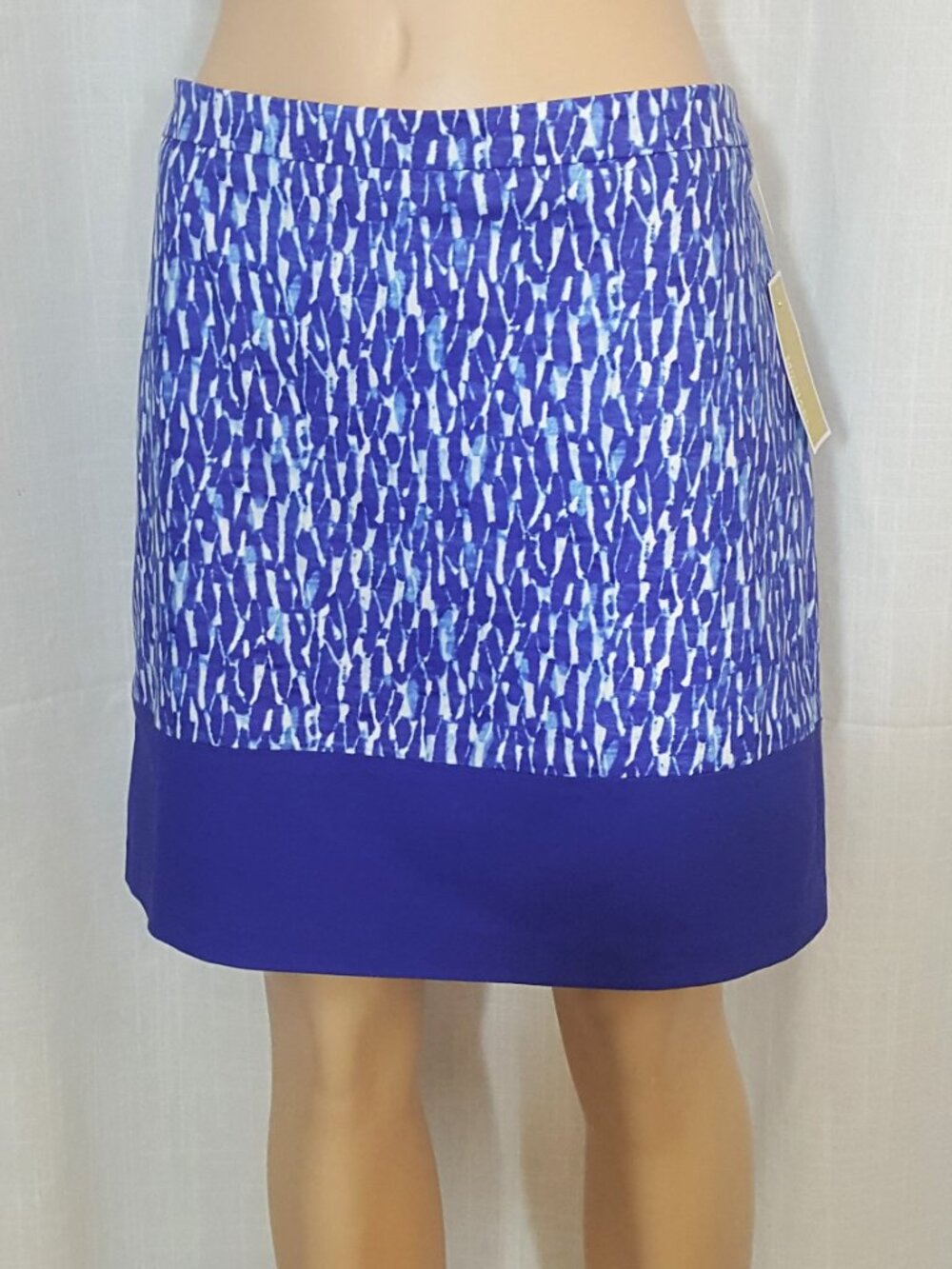 Michael Kors Blue Abstract A Line Skirt Size 10 Tags $69